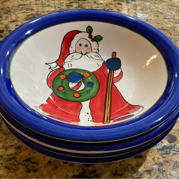 LIBBEY Santa Winter Forest Hand Painted Salad Cereal Soup Dish Bowls, Set of 4 - Picture 3 of 8
